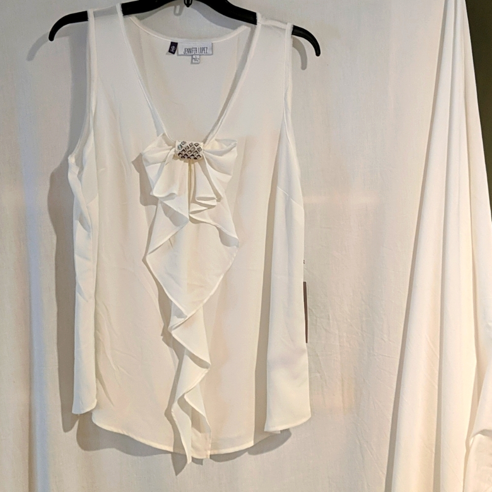 NWT Jennifer Lopez women's white dress top in L